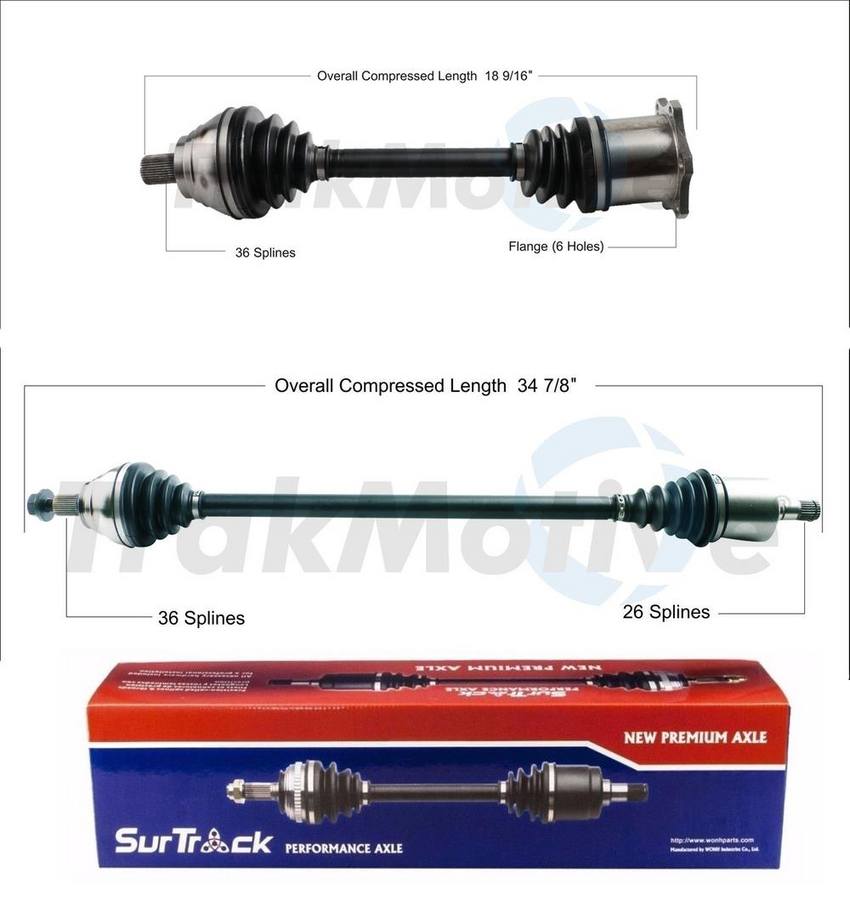VW CV Axle Shaft Kit Front Aftermarket 3802024KIT Surtrack 3802024KIT